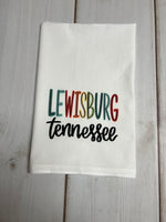 Multi Color Lewisburg Tennessee design kitchen towel