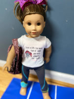 18 inch doll white-shirt with a cheerleading shoe saying