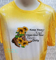 Keep your soul cleaned and your boots dirty and designed Yellow bleached  designed T-shirt