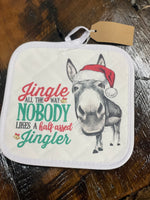 Jingle all the way funny Mule designed Pot Holder