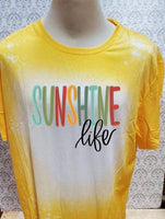 Multi Colored Sun Shine Life designed Yellow bleached  designed T-shirt