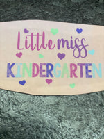 Lil Miss Kindergarten design with pink background Face Cover