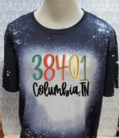 Multi Colored 38401 Columbia TN designed Black  bleached  designed T-shirt