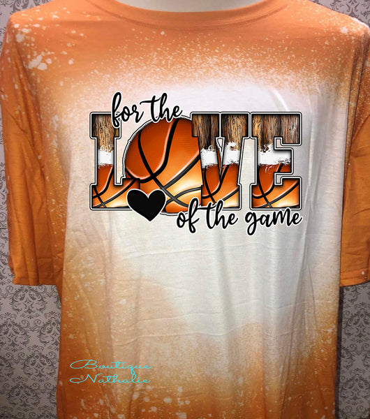 For the love of the game orange bleached  designed T-shirt