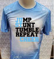Just cheer Carolina Blue bleached  designed T-shirt
