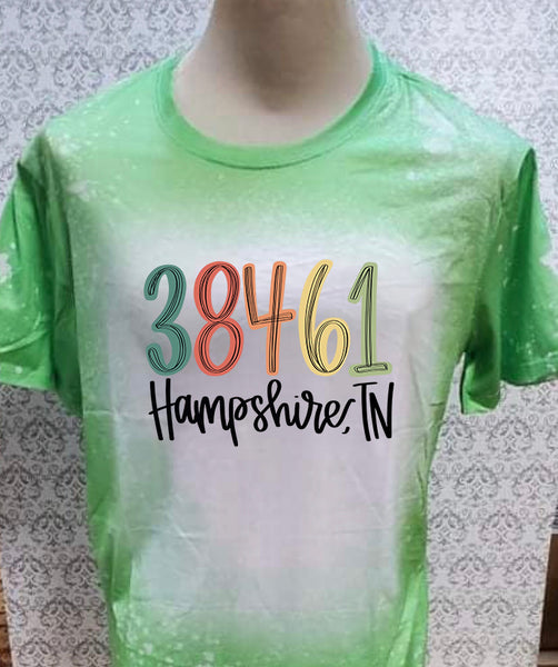 Multi Colored TN 38461 Hampshire TN designed Lime Green bleached designed T-shirt