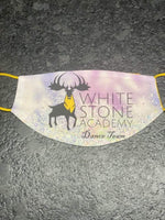White Stone Dance design with yellow backing  Face Cover