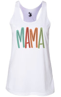 Colorful lettering Mama design race back tank top
