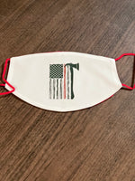 American Flag red line firefighter designed white  Face Cover