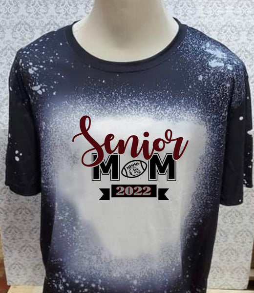 Senior football mom Bulldogs senior 2023 designed Black bleached  designed T-shirt