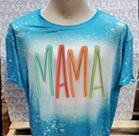 Colored Mama designed Teal bleached  designed T-shirt