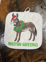 Muletide Greetings Christmas Mule designed Pot Holder