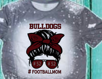 Bulldogs Messy Bun football mom designed Gray bleached  designed T-shirt