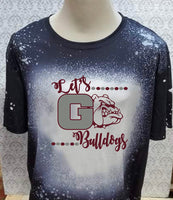 Let’s go Bulldogs designed Black bleached  designed T-shirt