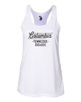 Columbia TN state outline 38401 zip design race back tank top