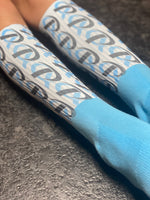 Premier Athletics logo athletic socks with PA blue cuff