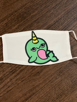 Narwhal design with white background Face Cover
