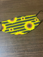 Yellow and Black lined Sunflower Flower Face Cover