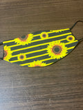 Yellow and Black lined Sunflower Flower Face Cover