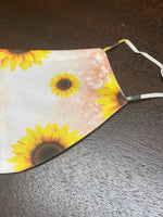 Cream background & Yellow sunflower Face Cover