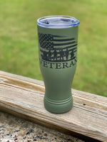 Green Veteran American Flag 20oz. Pilsner Tumbler