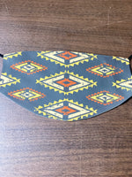 Aztec Blue and Tan Logo Face Cover