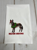 Mule tide greetings mule with Christmas lights design kitchen towel