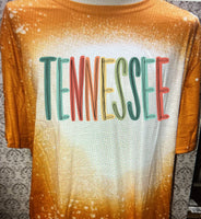 Multi Colored Tennessee designed Burnt Orange  bleached  designed T-shirt