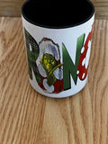 Grinch wording and picture designer 15 oz Mug with black