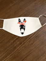Red bandana mule head design with white background Face Cover
