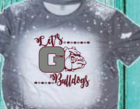 Let’s go Bulldogs designed Gray bleached  designed T-shirt