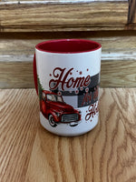 Home for the holidays Tennessee state outline 15 oz Mug with red