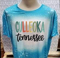 Multi Colored Culleoka TN designed Teal bleached  designed T-shirt