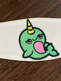 Narwhal design with white background Face Cover