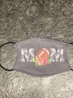 Football mom designed Face Cover with black leather like look background