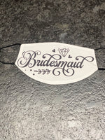 Bridesmaid design with diamond ring design with white background Face Cover