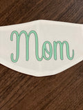 Mom script design with white background Face Cover