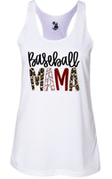 Baseball mama baseball look lettering design race back tank top