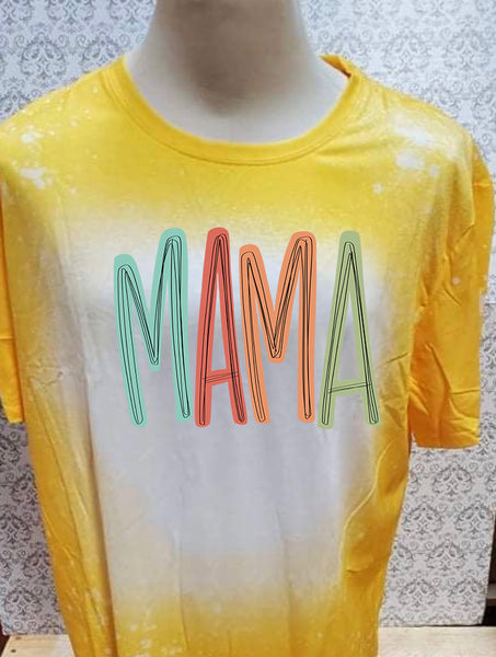 Colored Mama designed Yellow bleached  designed T-shirt