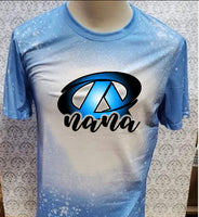 Premier Athletics Nana logo design Carolina Blue bleached T-shirt