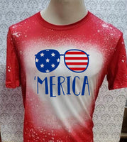 Sunglasses American Flag With ‘Merica red bleached  designed T-shirt