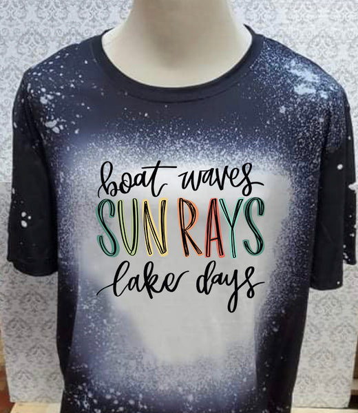 Multi Colored Boat Days Sun Rays Lake days  designed Black bleached  designed T-shirt