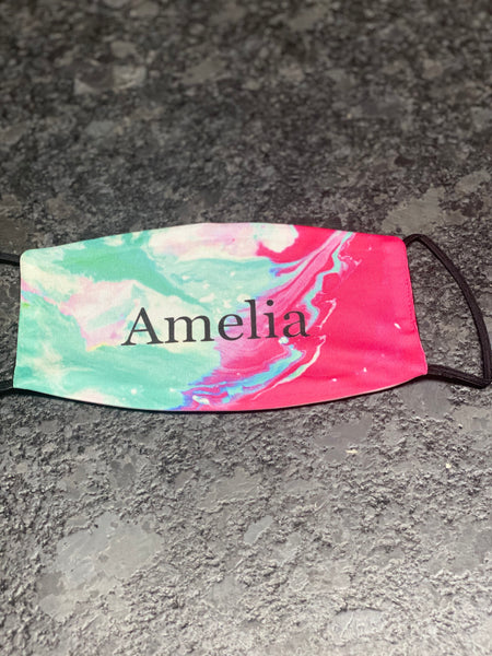 Personalized Multi teal and pink colored Ecliptic designed  Face Cover