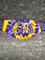 Dotted Lions with Purple and Gold tie dye background design Face Cover