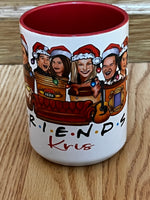 Friends Christmas personalized with your Name 15 oz Mug with red