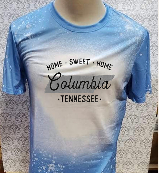 Home Sweet Home Columbia designed Carolina Blue bleached  designed T-shirt