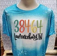 Multi Colored Lawrenceburg 38464 TN designed Teal bleached  designed T-shirt