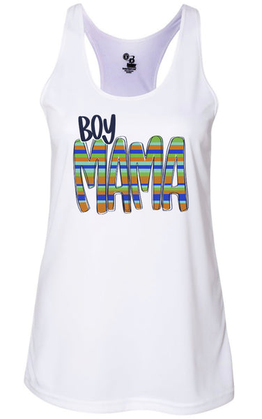 Colorful lettering Boy Mama design race back tank top