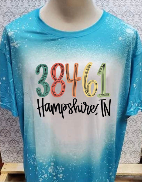 Multi Colored TN 38461 Hampshire TN designed Teal bleached  designed T-shirt