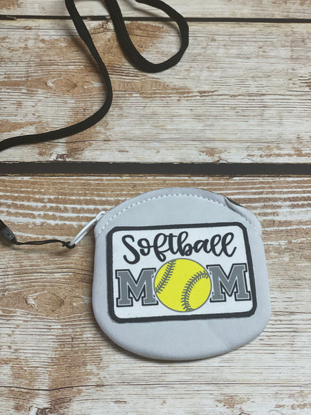Softball mom designed  patch  Coin purse with Lanyard